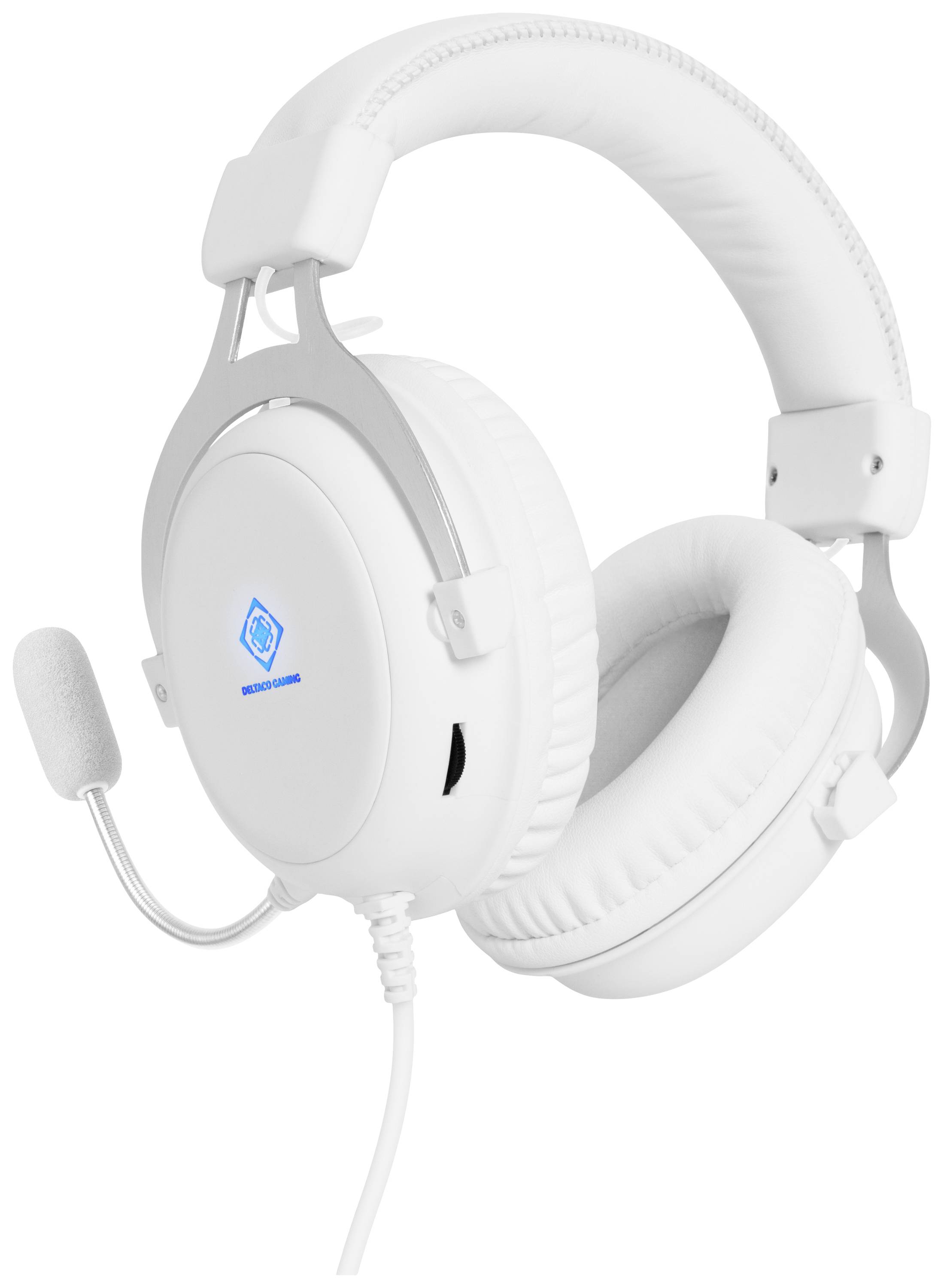 DELTACO GAMING GAM-030-W Over Ear Headset kabelgebunden Stereo Weiß Lautstärkeregelung, Mikrofon-Stummschaltung Gaming