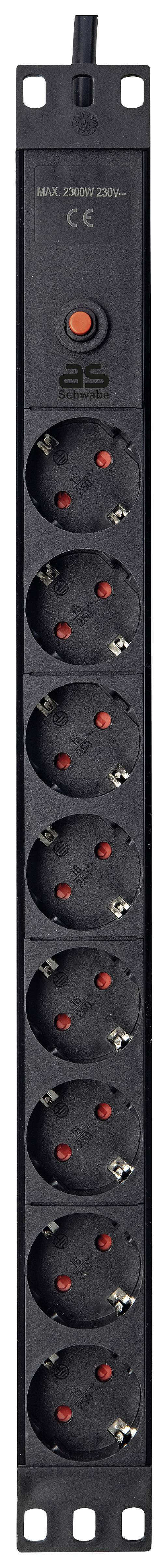 AS Schwabe 18192 Steckdosenleiste 19 Zoll Schwarz Kaltgerätestecker 1St.