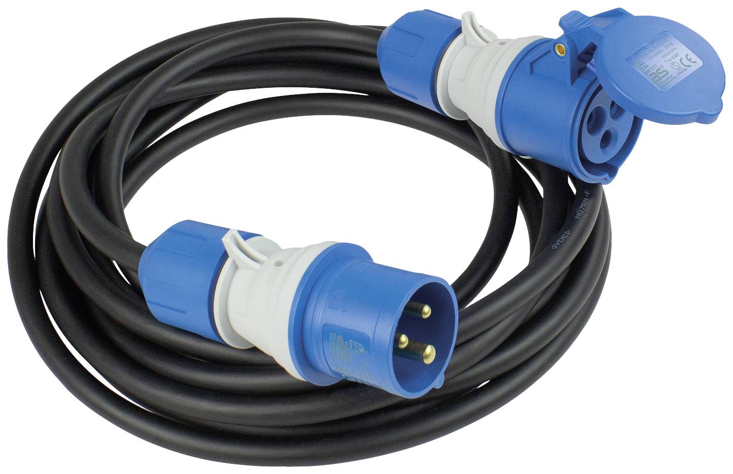 AS Schwabe 61401 Strom Verlängerungskabel 16A Schwarz, Blau 5m H07RN-F 3G 2,5mm²