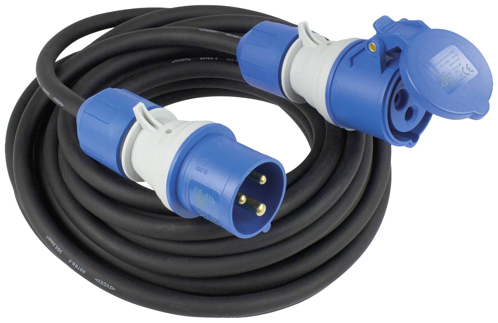 AS Schwabe 61407 Strom Verlängerungskabel 16A Schwarz, Blau 10m H07RN-F 3G 2,5mm²