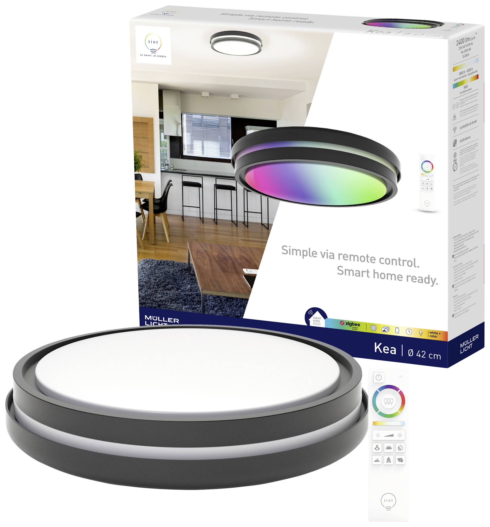 Müller-Licht 404062 tint Kea LED-Deckenleuchte 22W Schwarz