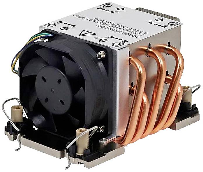 Kühlkörper mit Lüfter und Kupfer-Heatpipes zur Wärmeableitung in Computern.