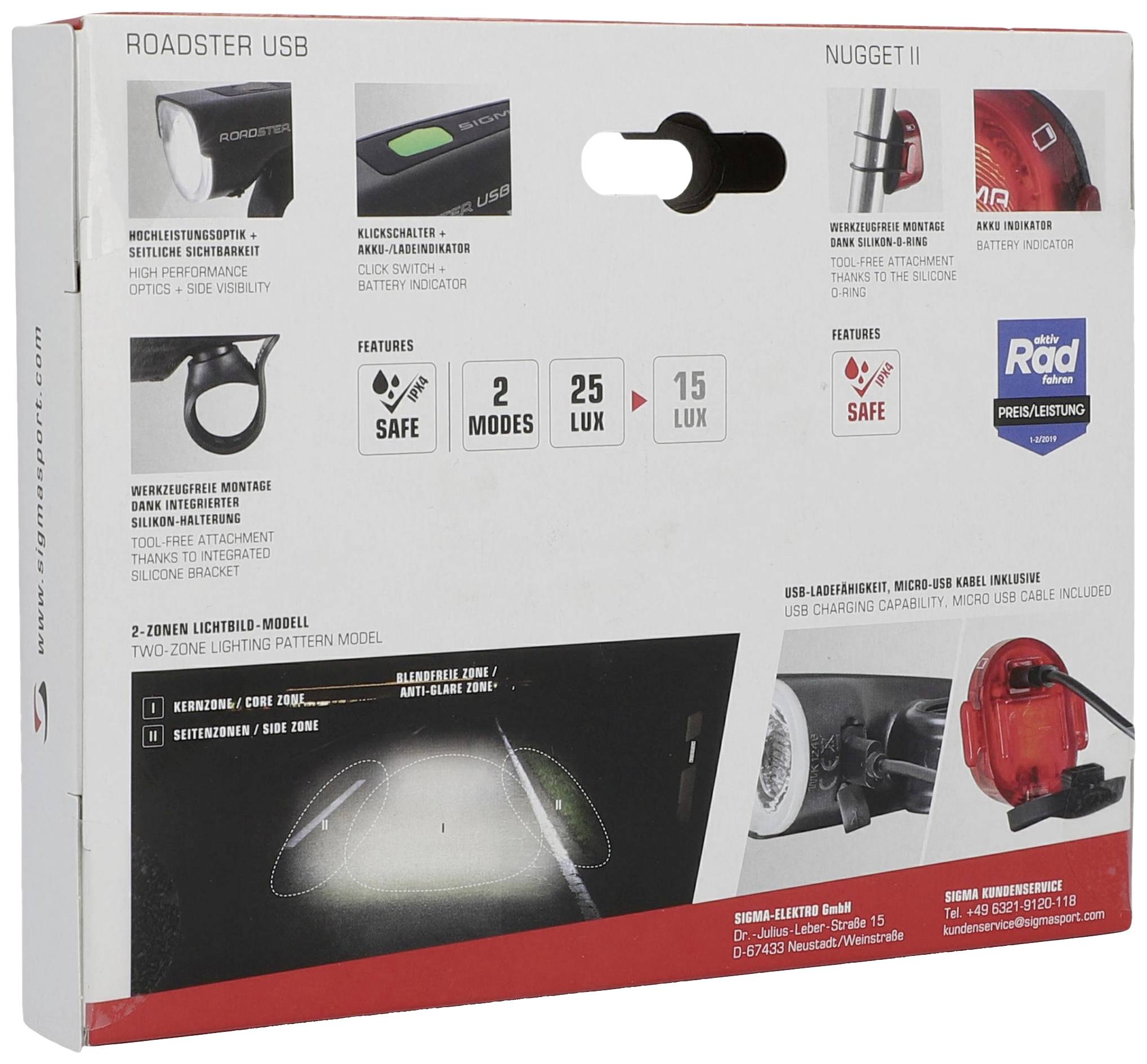 Sigma Fahrradbeleuchtung Set Roadster