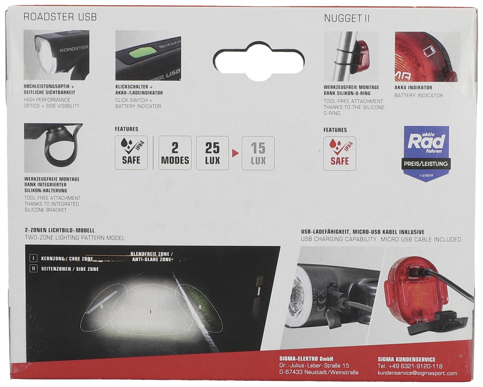 Sigma Fahrradbeleuchtung Set Roadster