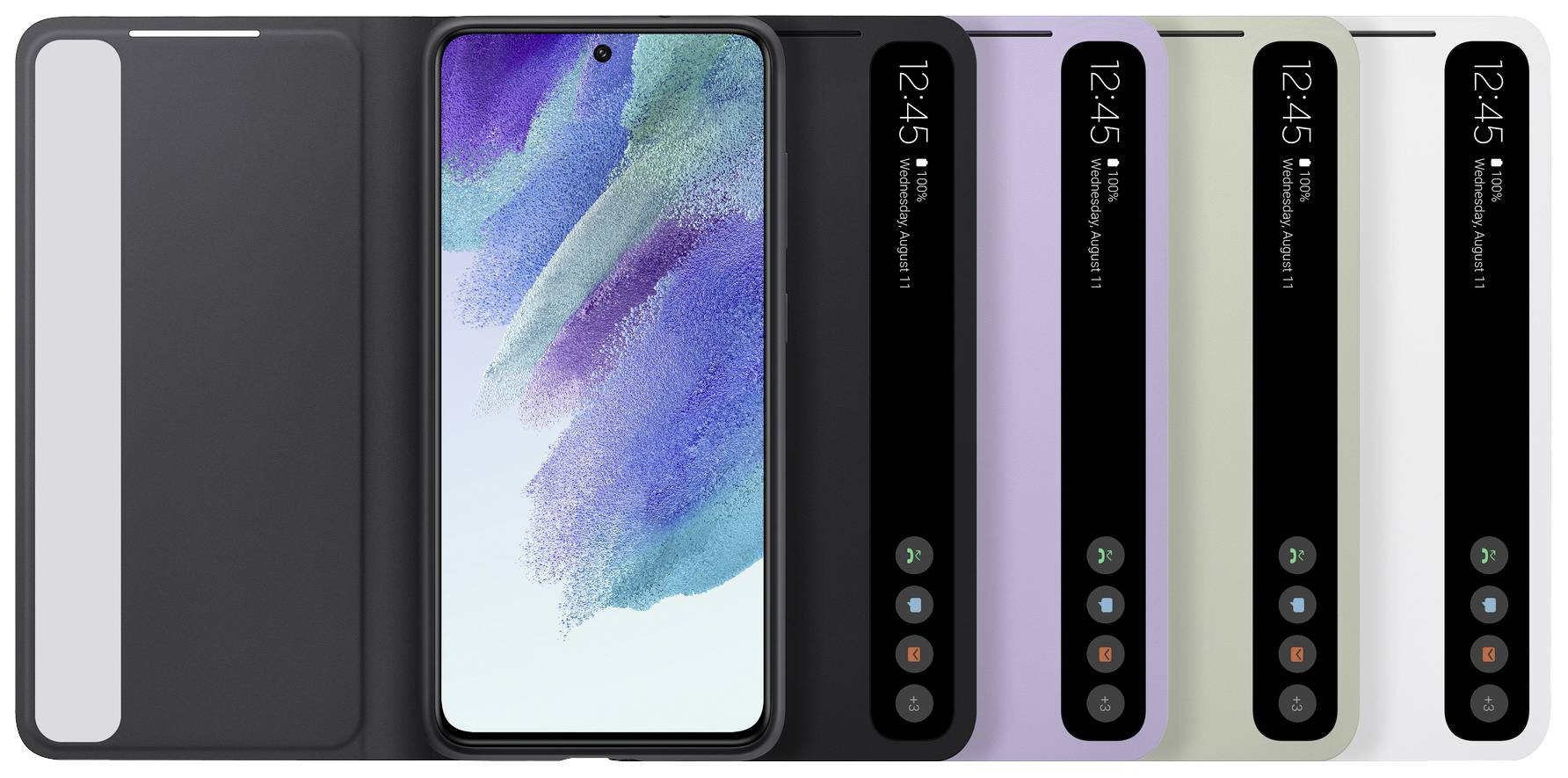 Samsung Clear View Cover Booklet Samsung Galaxy S21 FE 5G Lavendel Handy Flip Case, Stoßfest