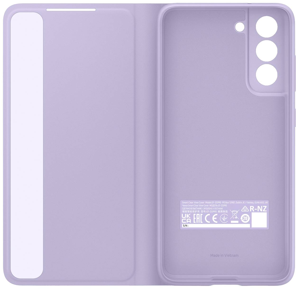 Samsung Clear View Cover Booklet Samsung Galaxy S21 FE 5G Lavendel Handy Flip Case, Stoßfest
