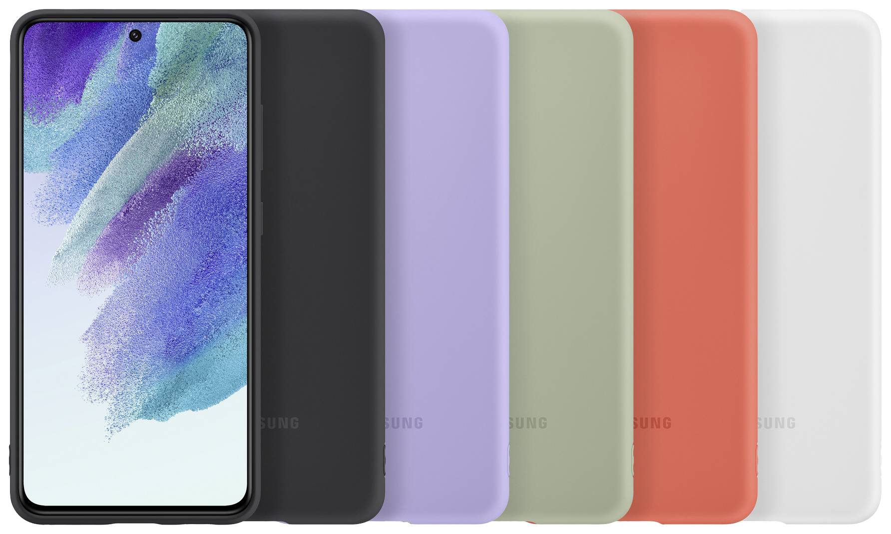 Samsung Silicone Cover Backcover Samsung Galaxy S21 FE 5G Schwarz Stoßfest EF-PG990TBEGWW