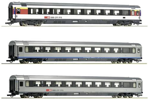 Roco 74022 H0 3er-Set 2: EuroCity-Wagen EC7 der SBB 1.Klasse Gattung Apm, Zwei 2.Klasse Gattung Bpm