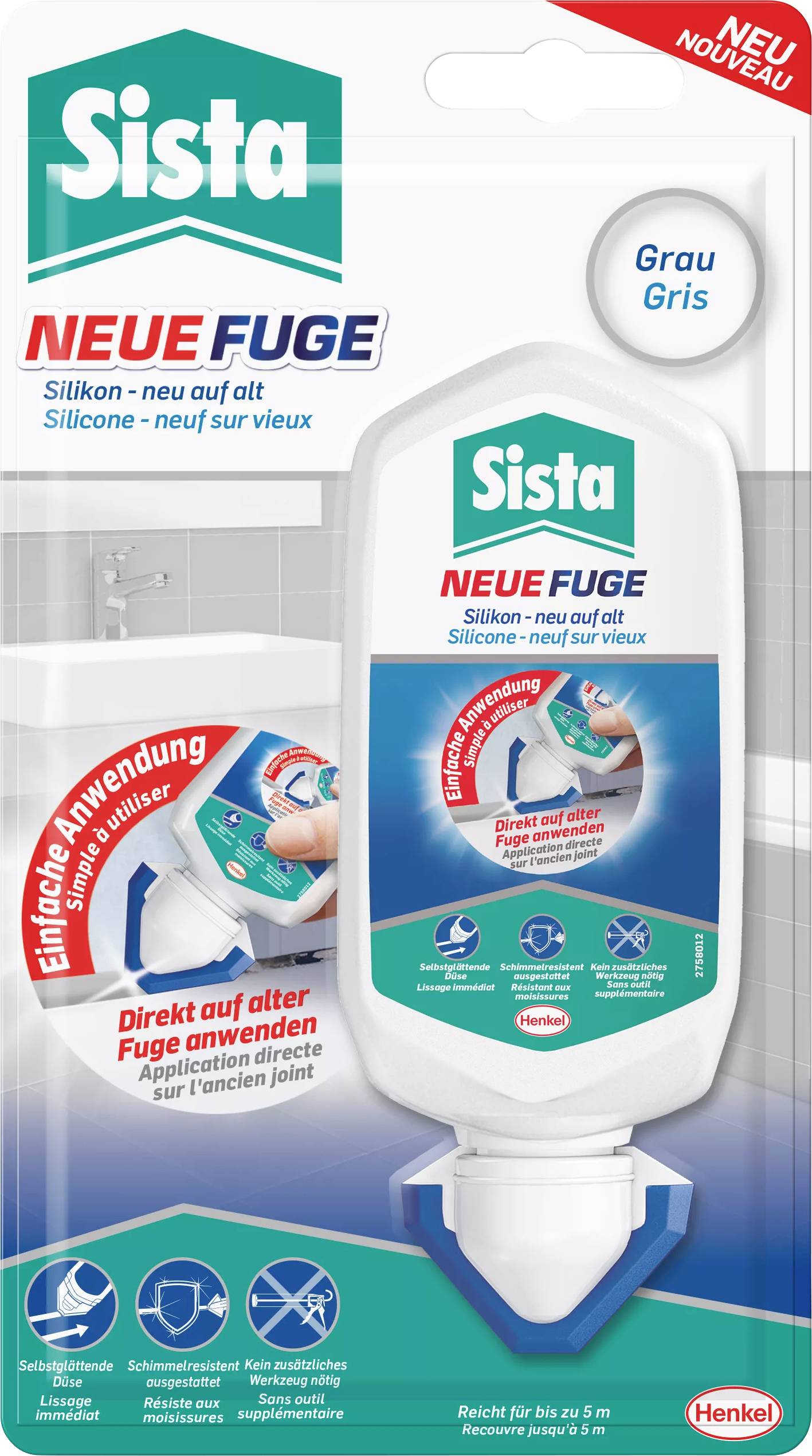 Sista Neue Fuge Sanitär-Silikon Herstellerfarbe Grau SNFRG 80ml