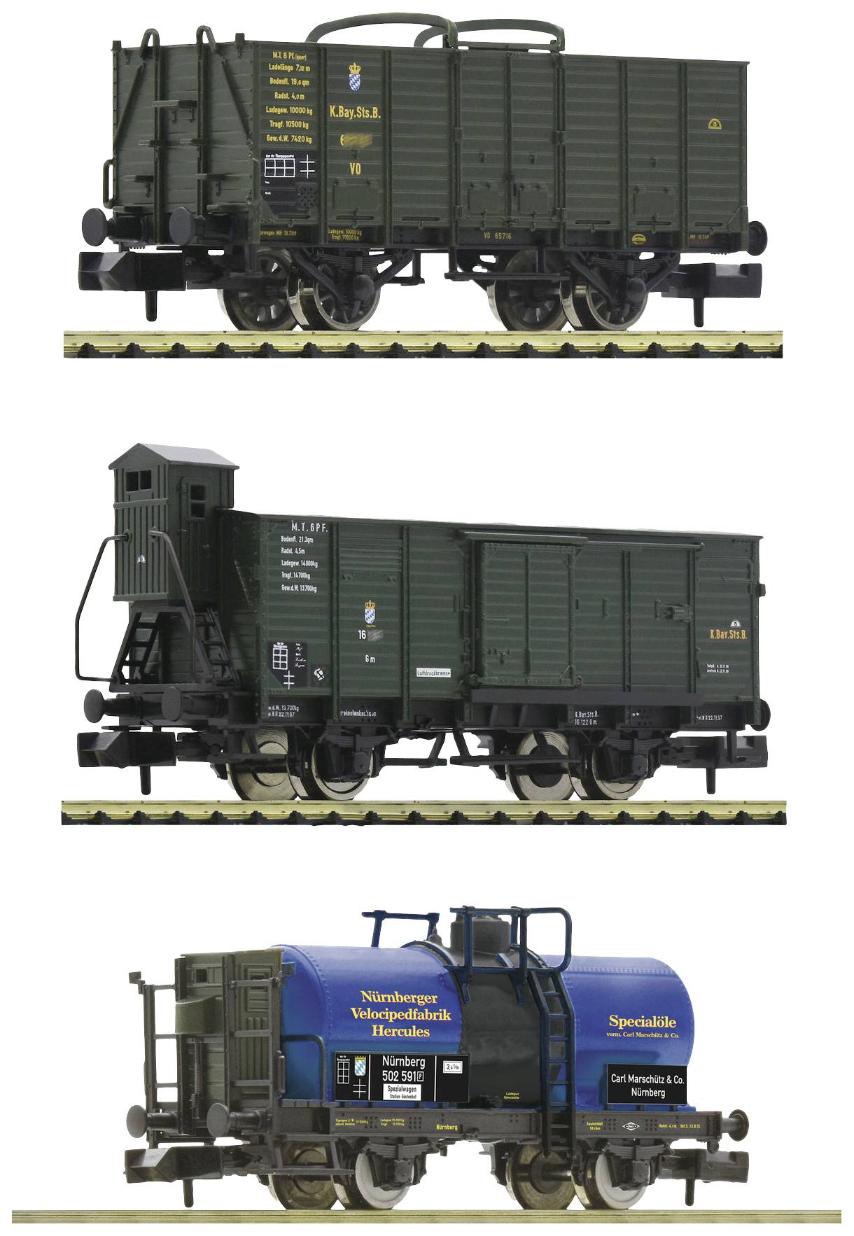 Fleischmann 809005 N 3er-Set Güterwagen der K.Bay.Sts.B.