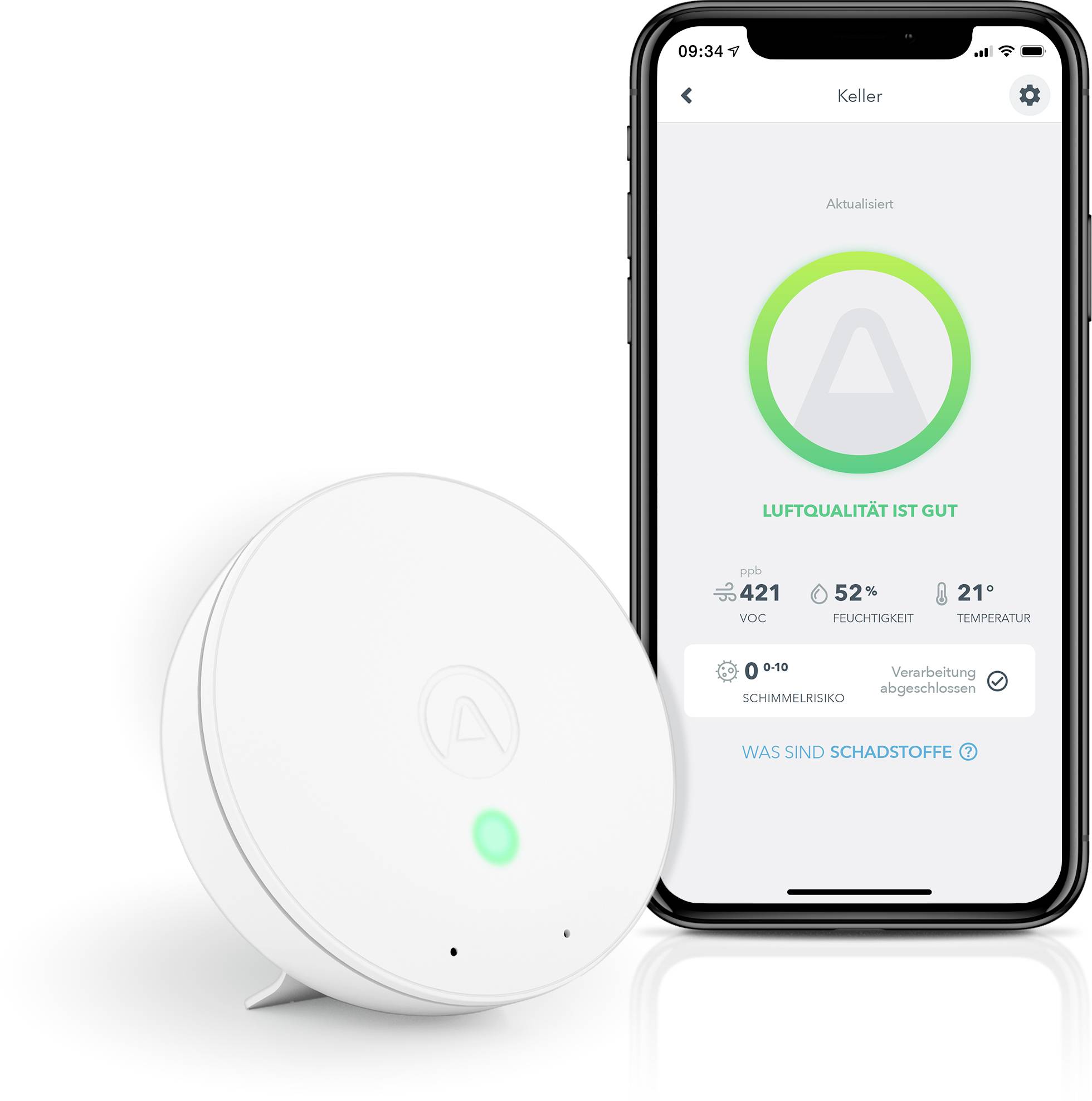 Airthings Wave Mini Luftgütesensor batteriebetrieben
