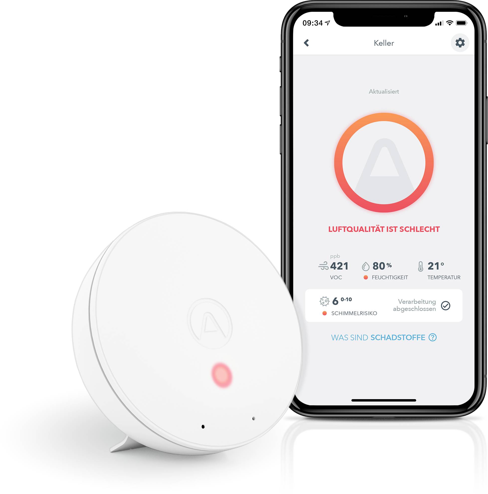 Airthings Wave Mini Luftgütesensor batteriebetrieben