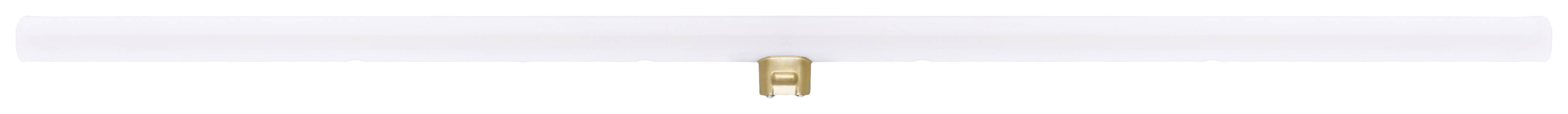 Ein transparenter Plastikstab mit goldener Halterung in der Mitte.