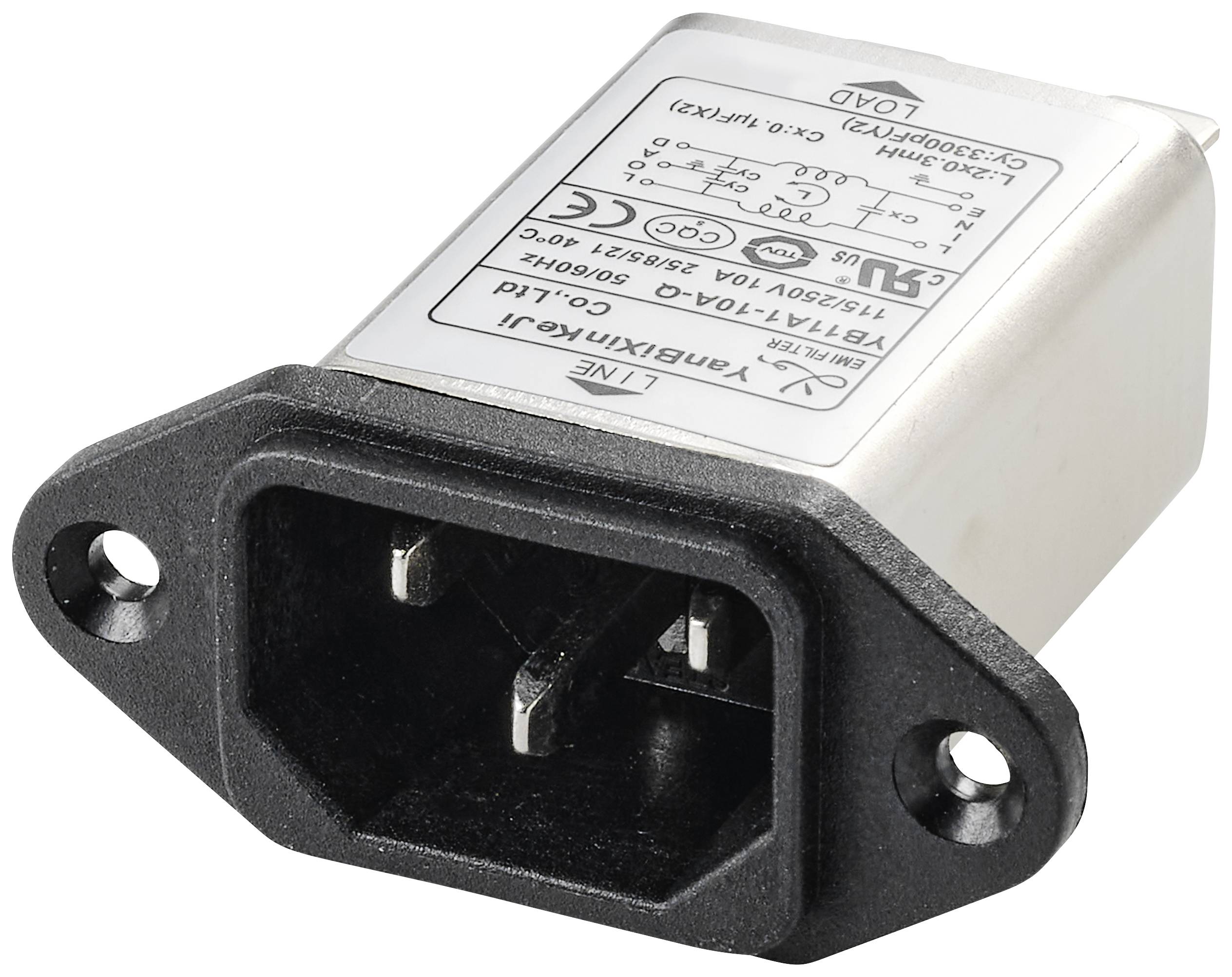 TRU COMPONENTS TC-10101440 Netzfilter mit Kaltgerätebuchse 250 V/AC 10 A 0.3 mH (L x B x H) 58 x 50
