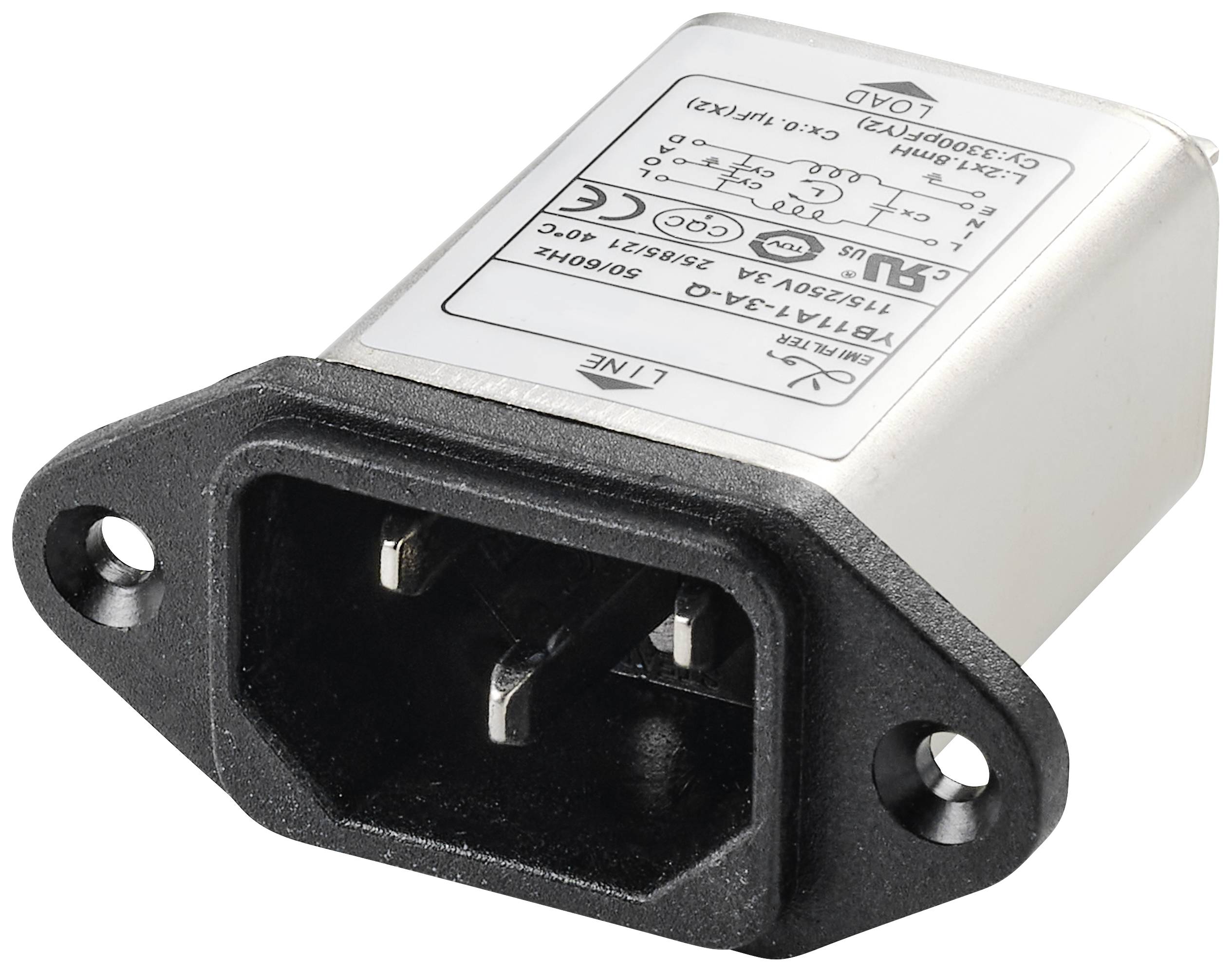TRU COMPONENTS TC-10101444 Netzfilter mit Kaltgerätebuchse 250 V/AC 3 A 1.8 mH 1 St.