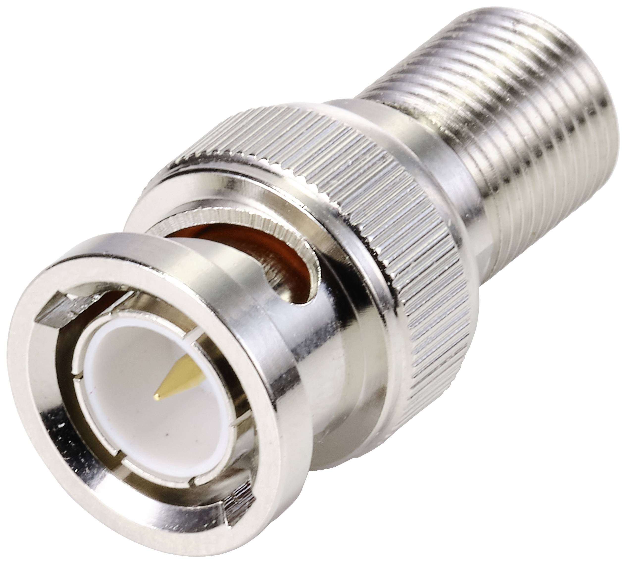 Ein metallener RF-Koaxialadapter mit Schraubverbindung; wichtiger Bestandteil für elektronische Signalübertragungssysteme.