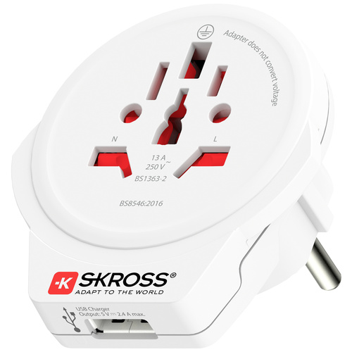 Skross 1500266 Reiseadapter World to Europe USB 1.0