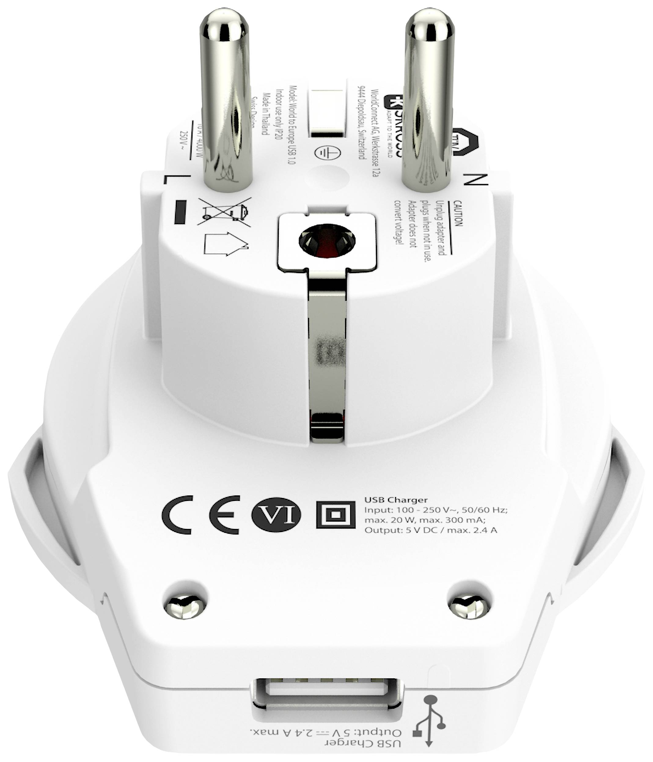 Skross 1500266 Reiseadapter World to Europe USB 1.0