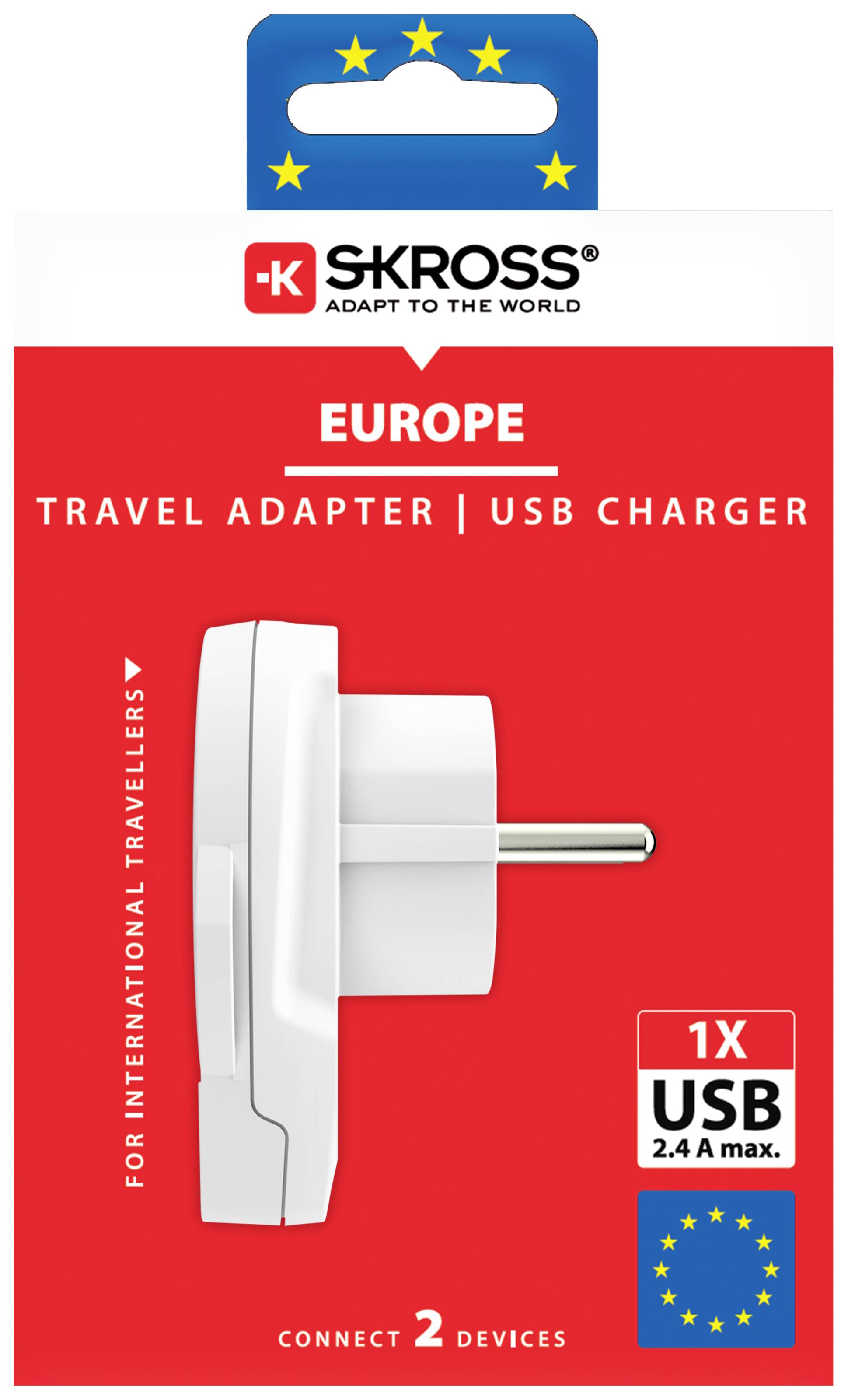 Skross 1500266 Reiseadapter World to Europe USB 1.0