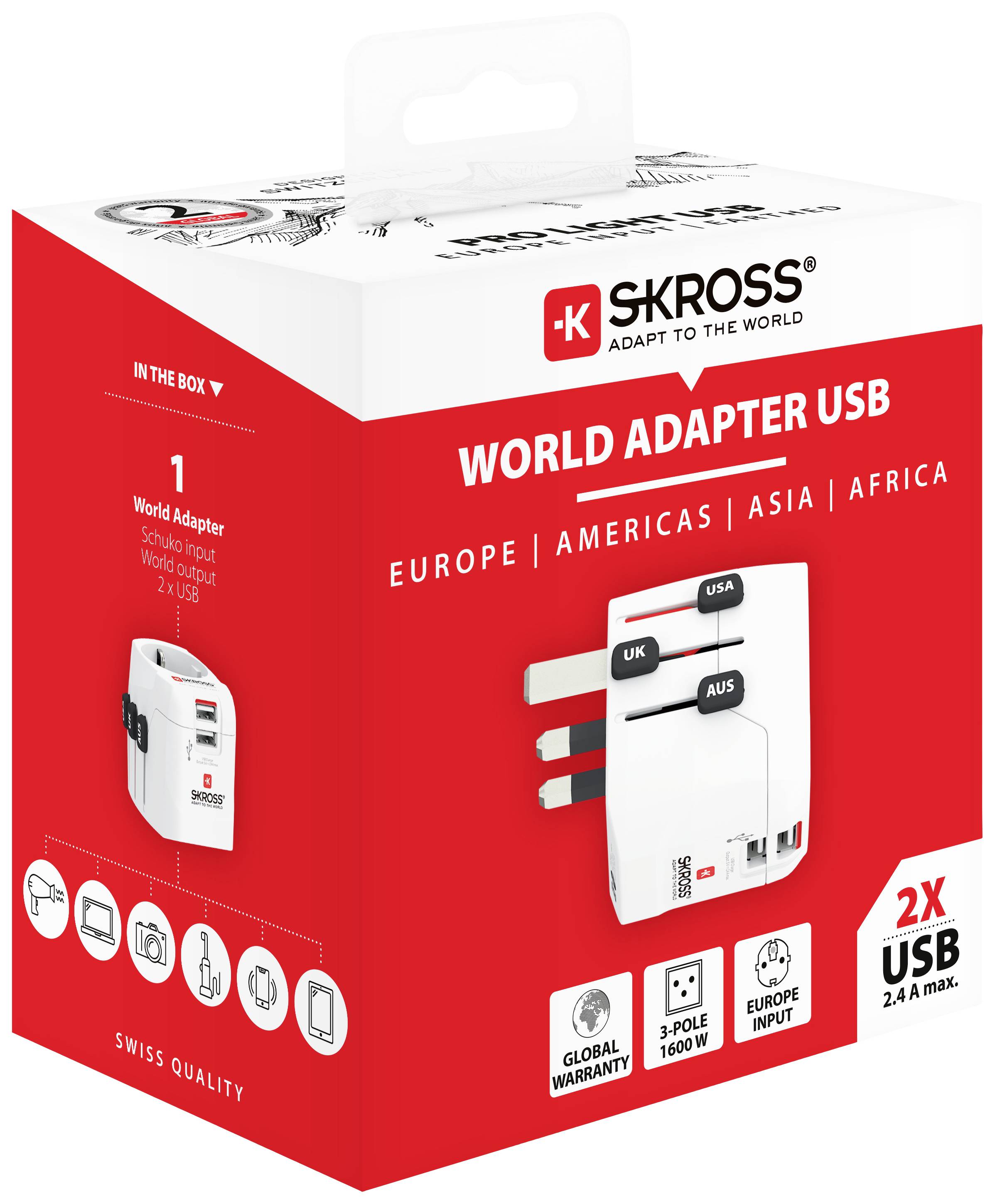 Skross 1302460 Reiseadapter Pro Light USB (2xA)