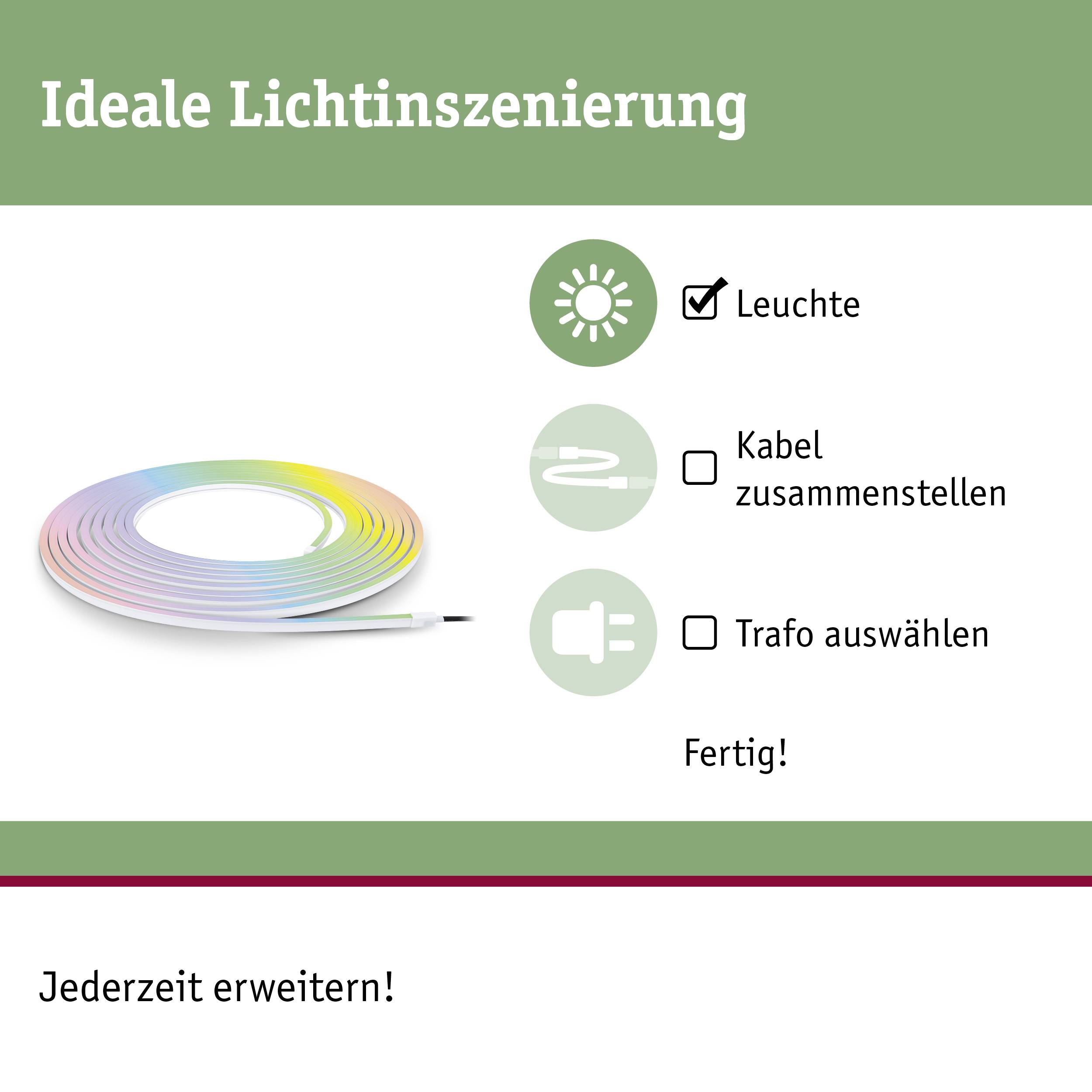 Paulmann Out P+S Neon Stripe RGBW 10m IP67 94562 Beleuchtungssystem Plug & Shine 48W RGBW Weiß