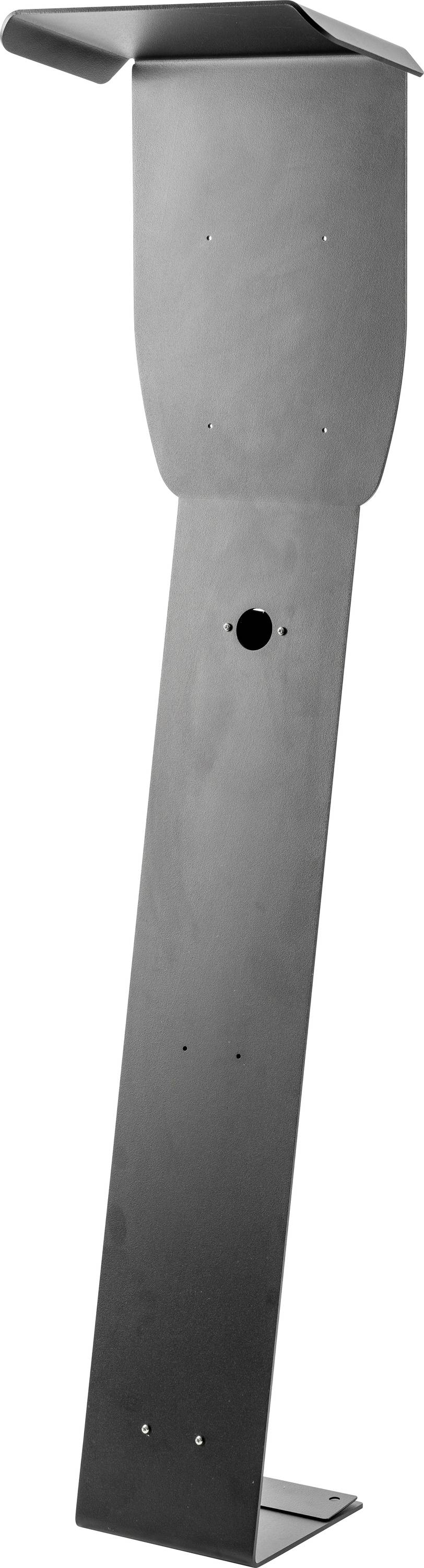 Eine robuste, freistehende Metall-Standsäule für die Befestigung von Geräten wie z.B. einer Gegensprechanlage oder einem Briefkasten.