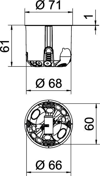 OBO Bettermann 2003808 Hohlwand-Geräte-Verbindungsdose winddicht (Ø x T) 68mm x 61mm 25St.