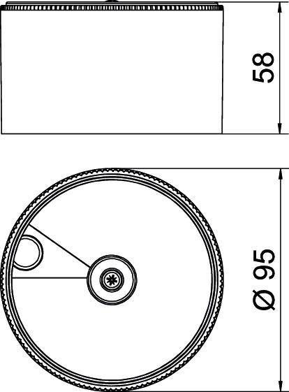 Zeichnung einer Zylinderrolle mit einem Durchmesser von 95 mm und einer Höhe von 58 mm, inklusive technischer Details.