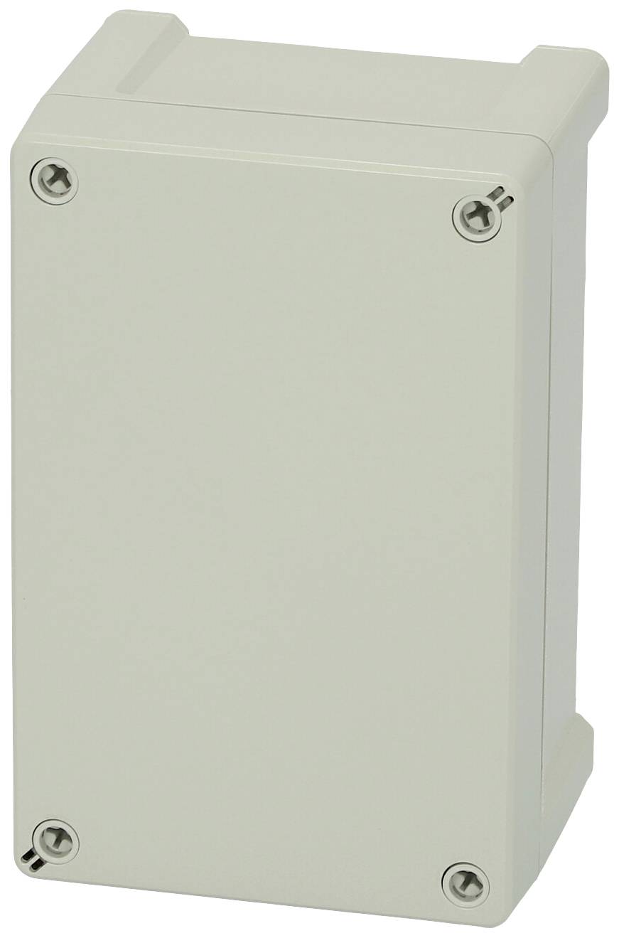 Rechteckiges, graues Gehäuse mit abgerundeten Ecken und Schraubbefestigungen an den vier Ecken.