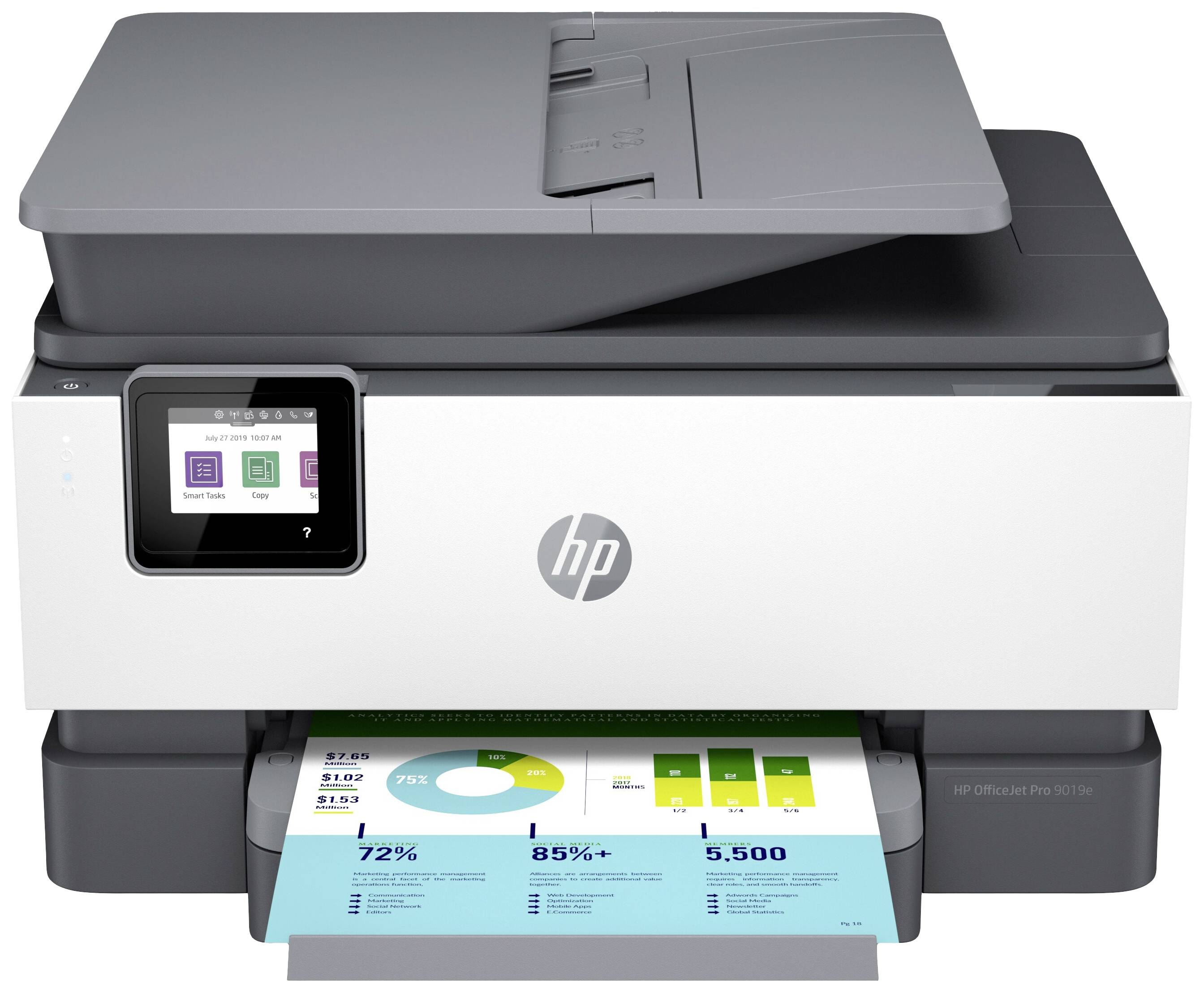 HP OfficeJet Pro 9019 e Multifunktionsdrucker Tintenstrahl Farbe A4 Drucker, Scanner, Kopierer, Fax HP Instant Ink, Duplex, LAN, WLAN, ADF