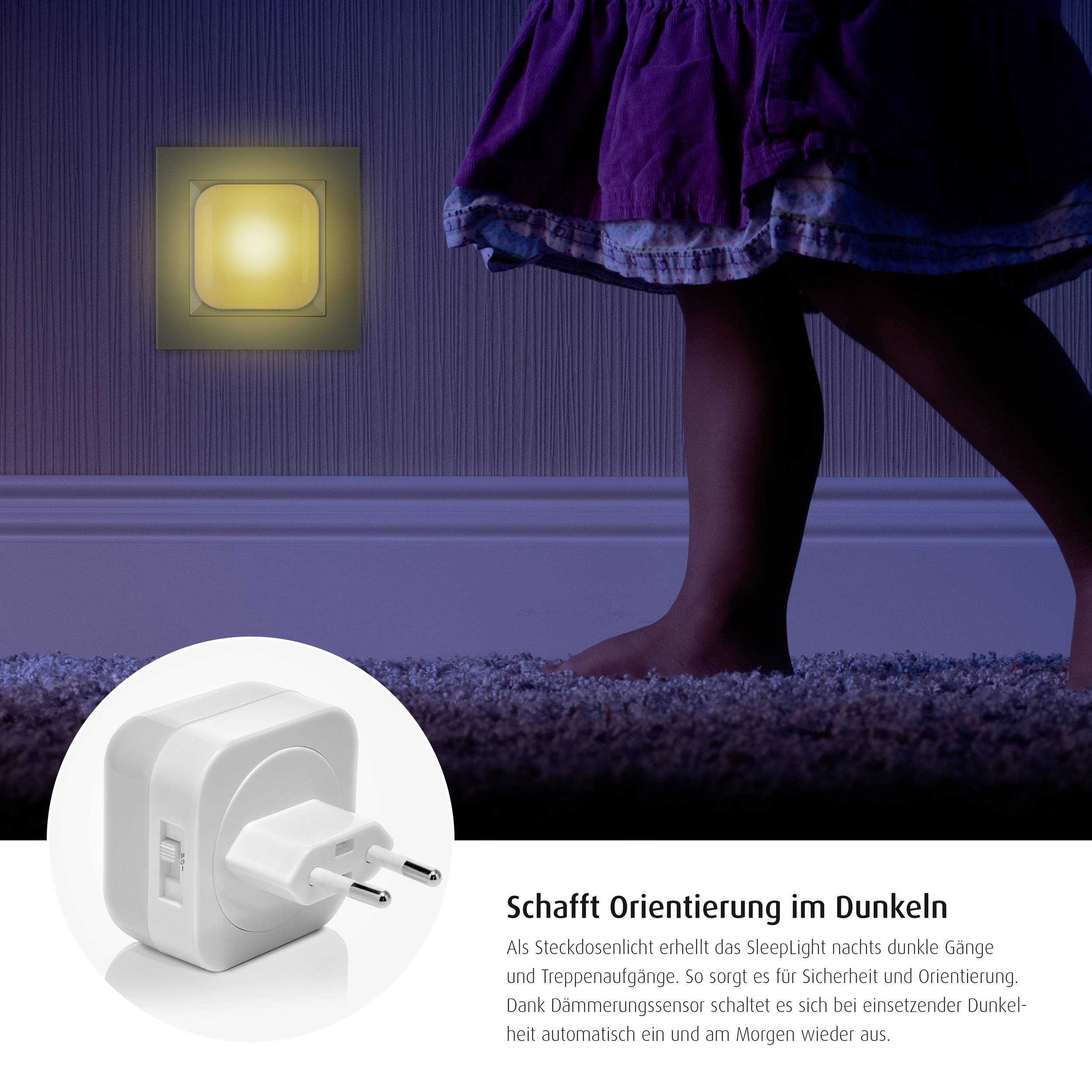 REER 52401 LED-Nachtlicht Quadratisch Mond LED Warmweiß Hellgrau