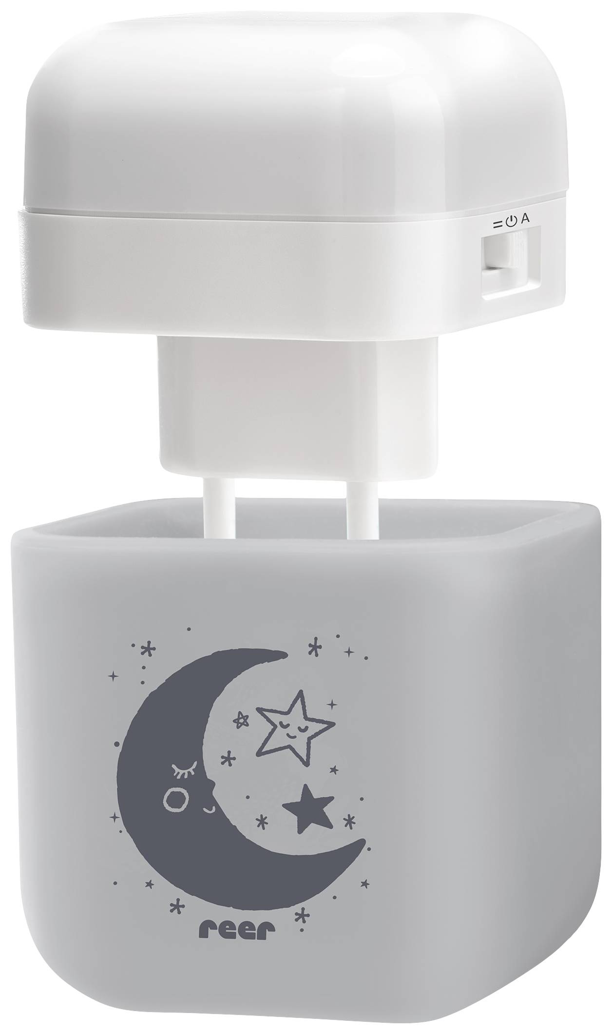 REER 52401 LED-Nachtlicht Quadratisch Mond LED Warmweiß Hellgrau