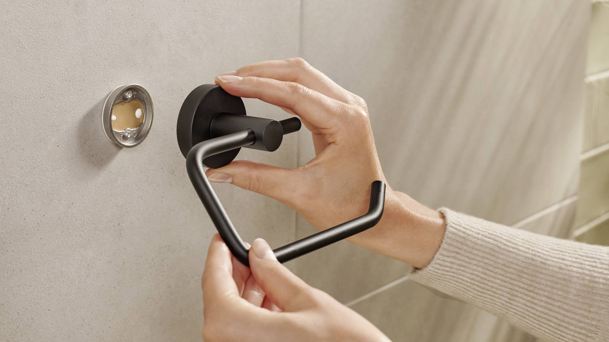 Tesa MOON BLACK Toilettenpapierhalter Klebstoff Metall