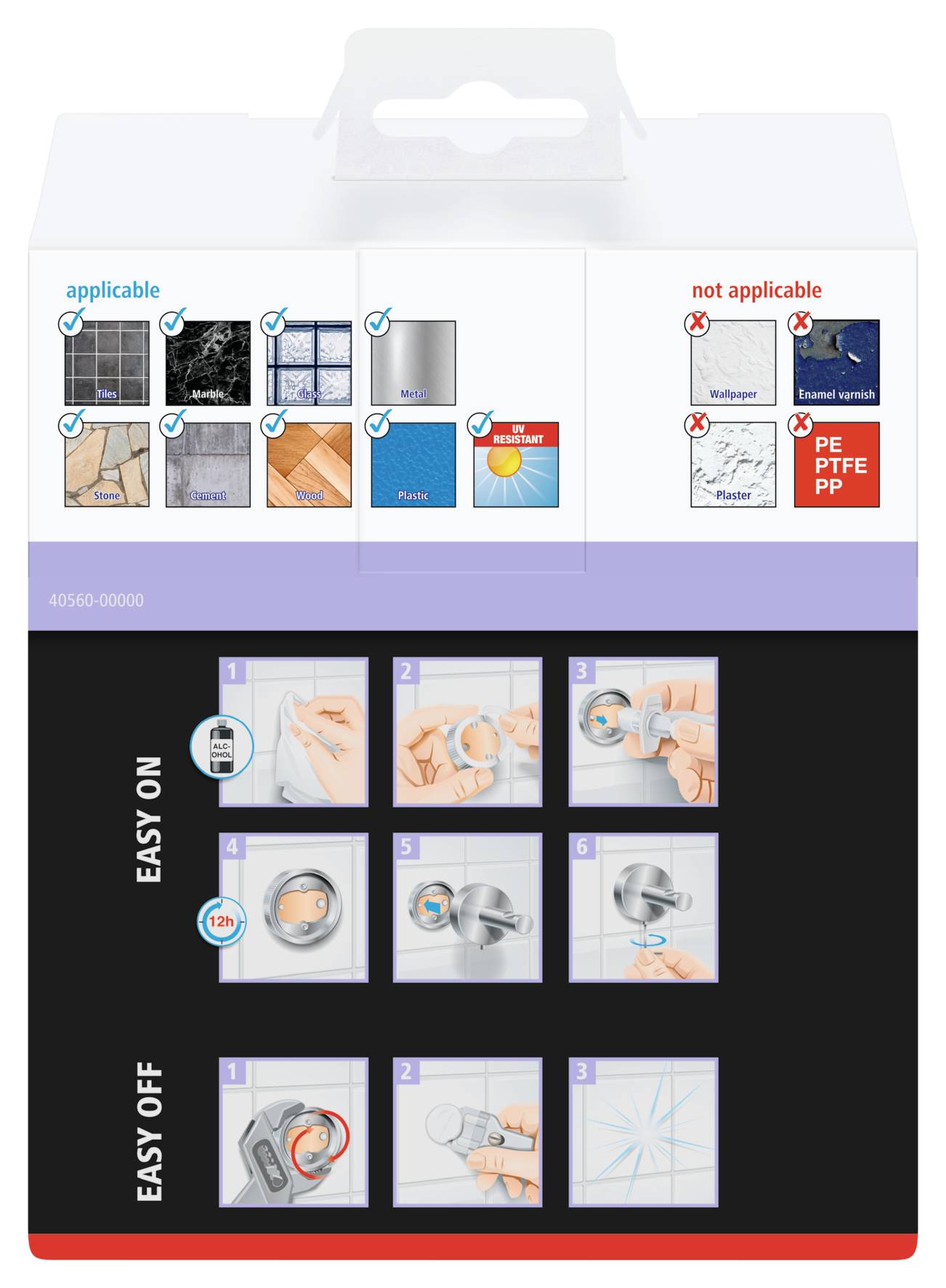 Tesa MOON BLACK Toilettenpapierhalter Klebstoff Metall