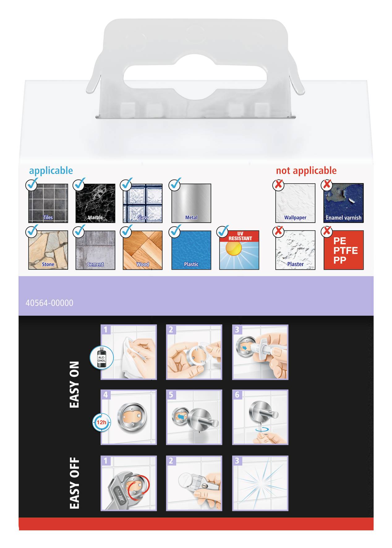tesa Mantelhaken 40564-00000-00 MOON BLACK Anzahl der Haken: 2 (B x H x T) 50 x 53 x 65 mm Metall Schwarz (matt) 1 St.