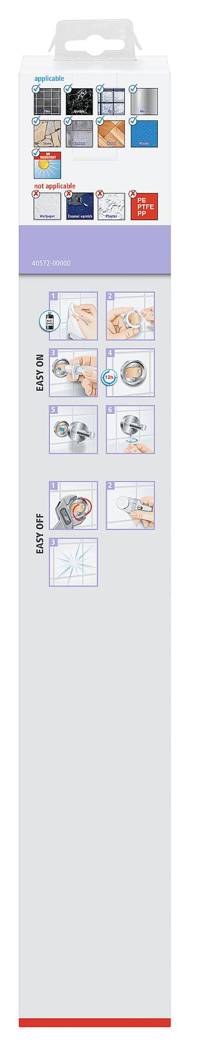 Tesa MOON WHITE Handtuchhalter 2 Handtuchstangen Klebstoff Metall