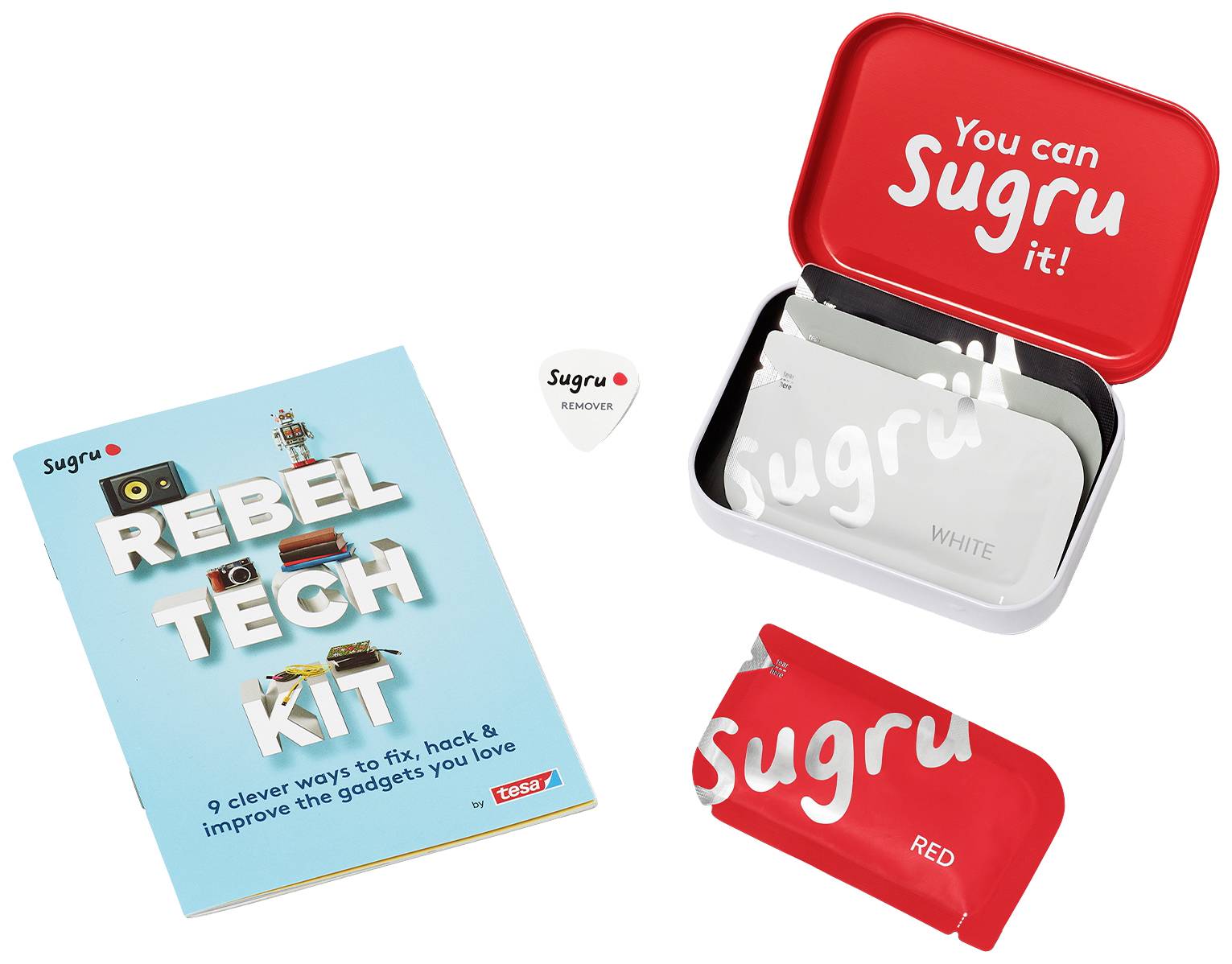 Tesa Sugru Klebeknete 41279-00001-01 Rot, Schwarz, Grau, Weiß 4 St.