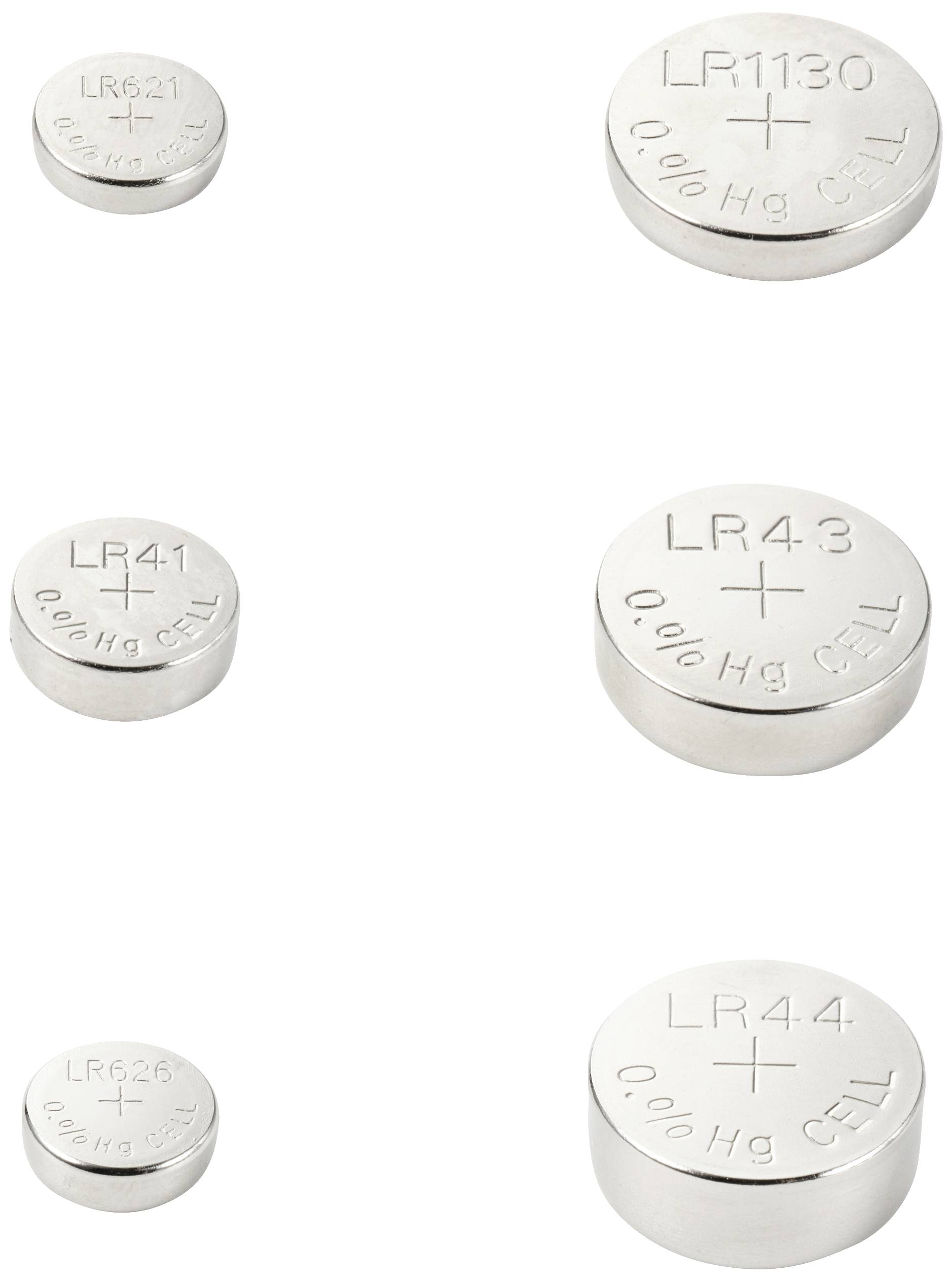 VOLTCRAFT Knopfzellen-Set 6 x AG1, 12 x AG3, 6 x AG4, 9 x AG10, 3 x AG12, 6 x AG13