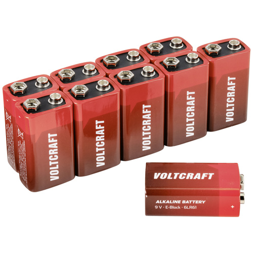 VOLTCRAFT 6LR61 9V Block-Batterie Alkali-Mangan 550 mAh 9V 10St.