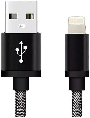 REEKIN [1x USB 2.0 Stecker A - 1x Apple Lightning-Stecker] 1m Schwarz