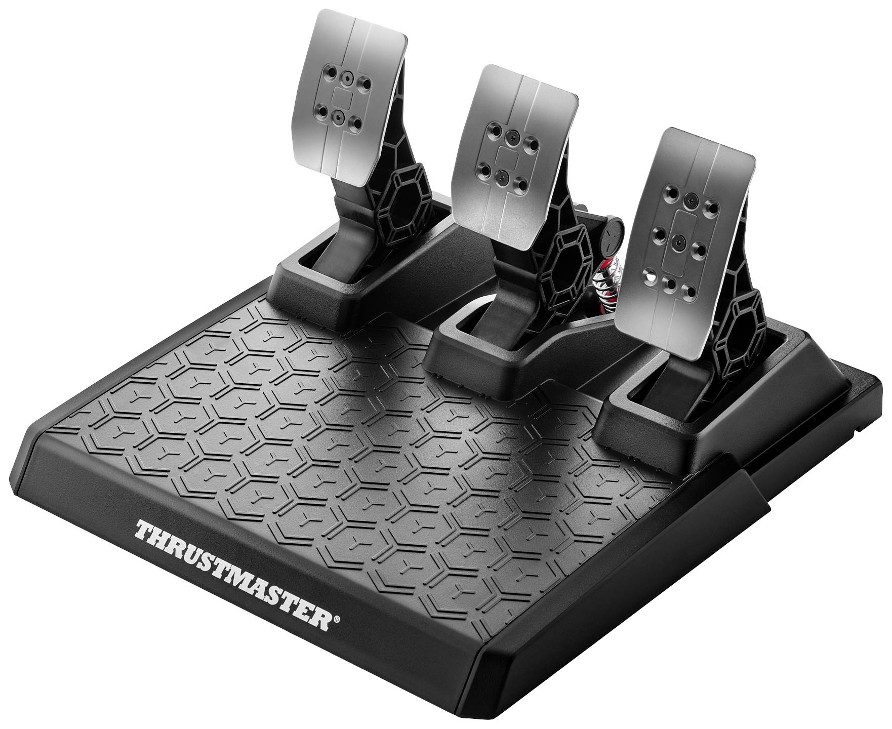 Thrustmaster T3PA Pro Pedalset; drei Stahlpedale für Bremse, Gas und Kupplung; geeignet für Rennsimulatoren.