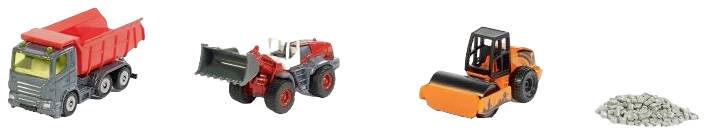 SIKU Spielwaren Baufahrzeug Modell Muldenkipper, Liebherr Radler, Straßenwalze Fertigmodell Baufahrzeug Modell