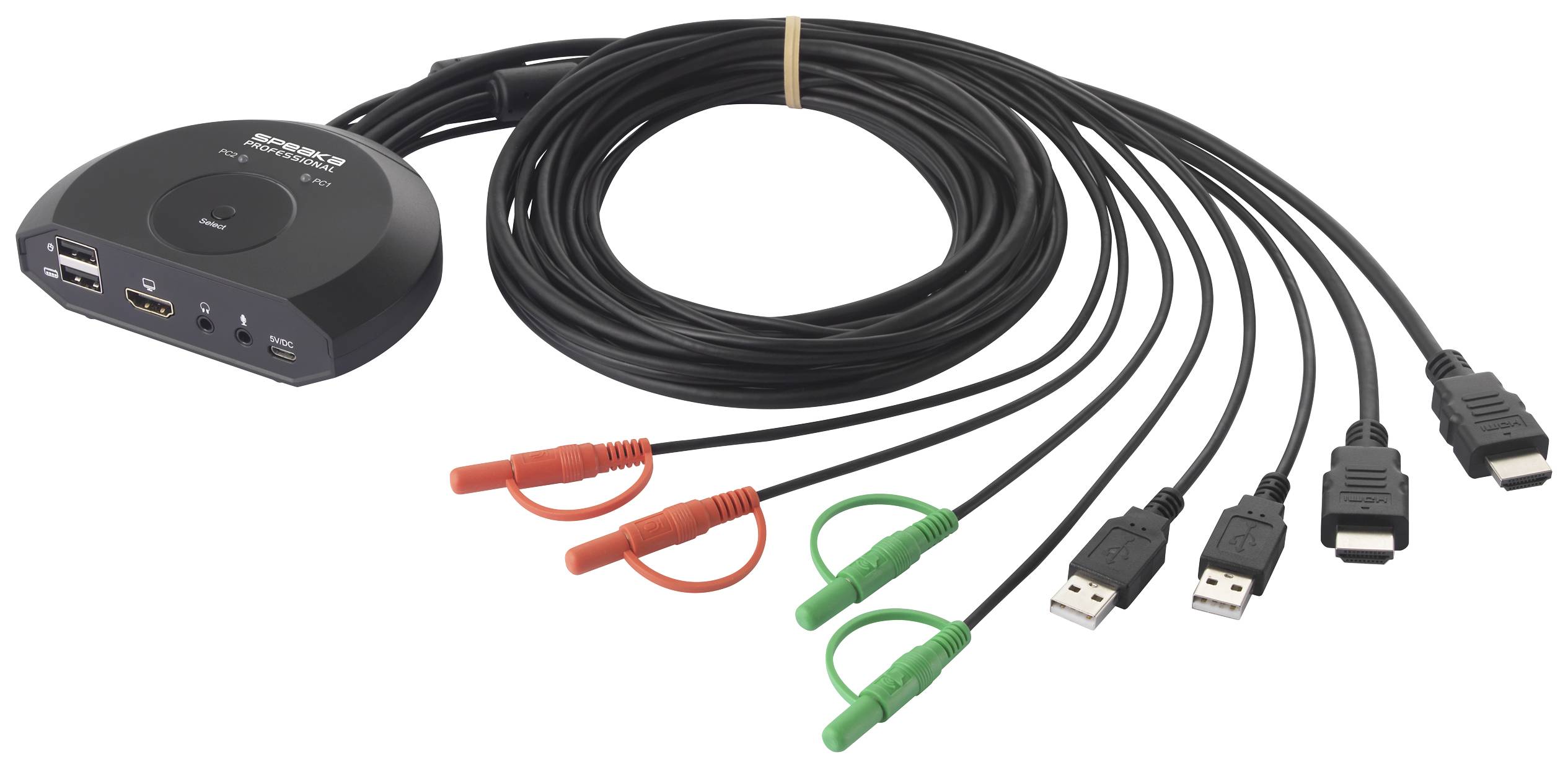 SpeaKa Professional SP-KVM-210 2 Port KVM-Umschalter HDMI Tastatur 4096 x 2160 Pixel