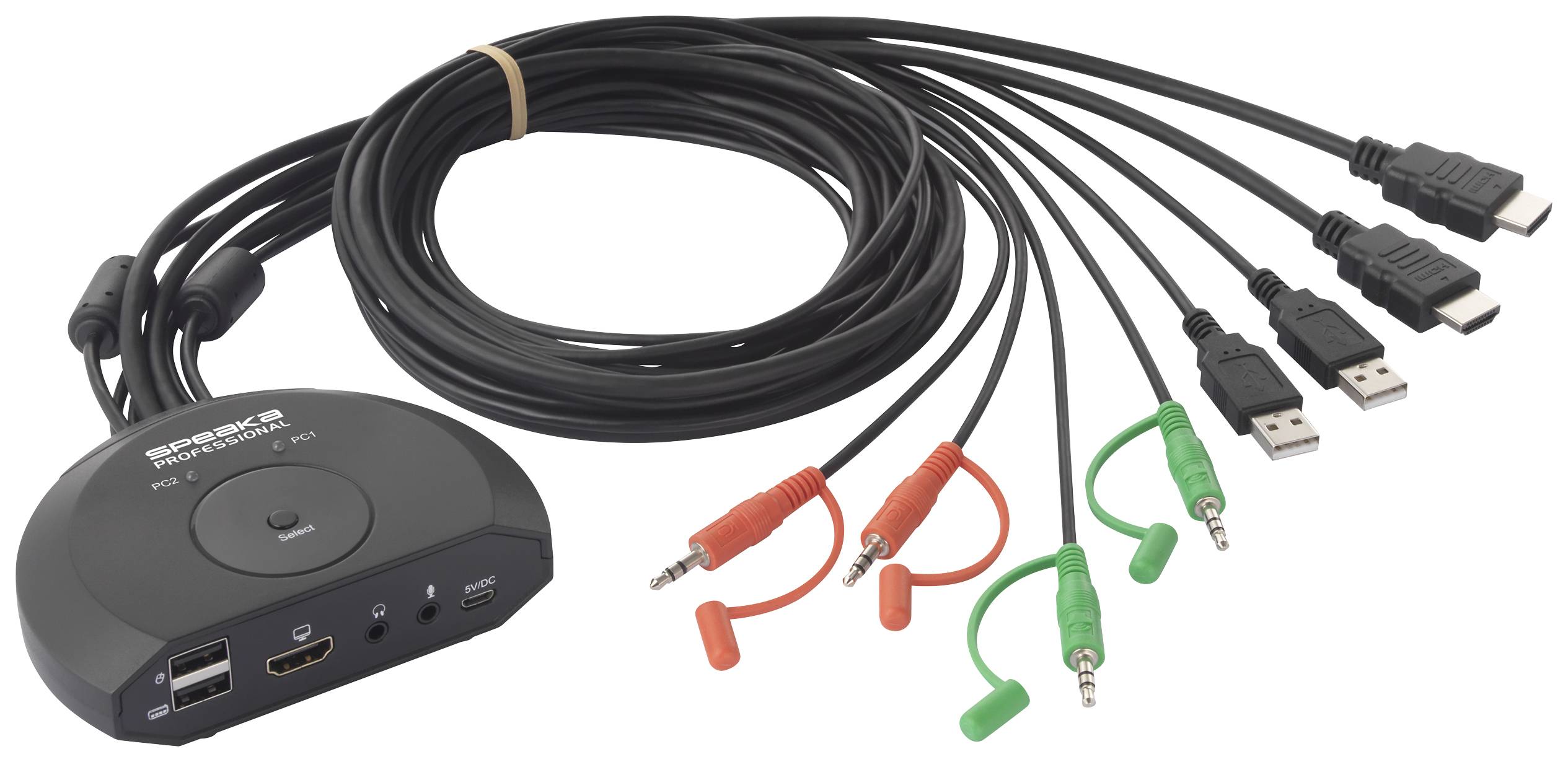 SpeaKa Professional SP-KVM-210 2 Port KVM-Umschalter HDMI Tastatur 4096 x 2160 Pixel