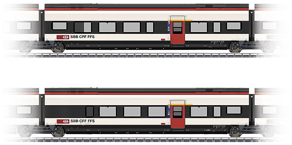 Märklin 43463 H0 2er-Set Ergänzungswagen 3 zum RABe 501 Giruno der SBB J(A4) 1.Klasse und K(A3) 1.Klasse