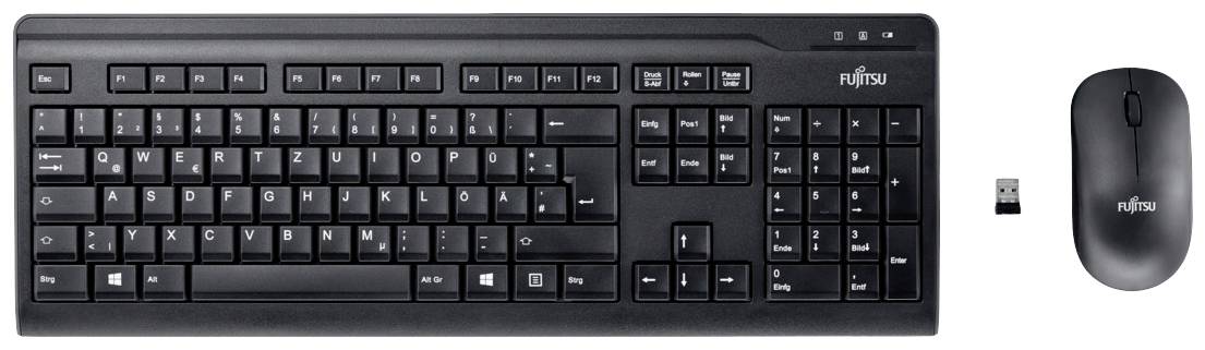 Fujitsu LX410 Kabellos Tastatur, Maus-Set Deutsch, QWERTZ Schwarz