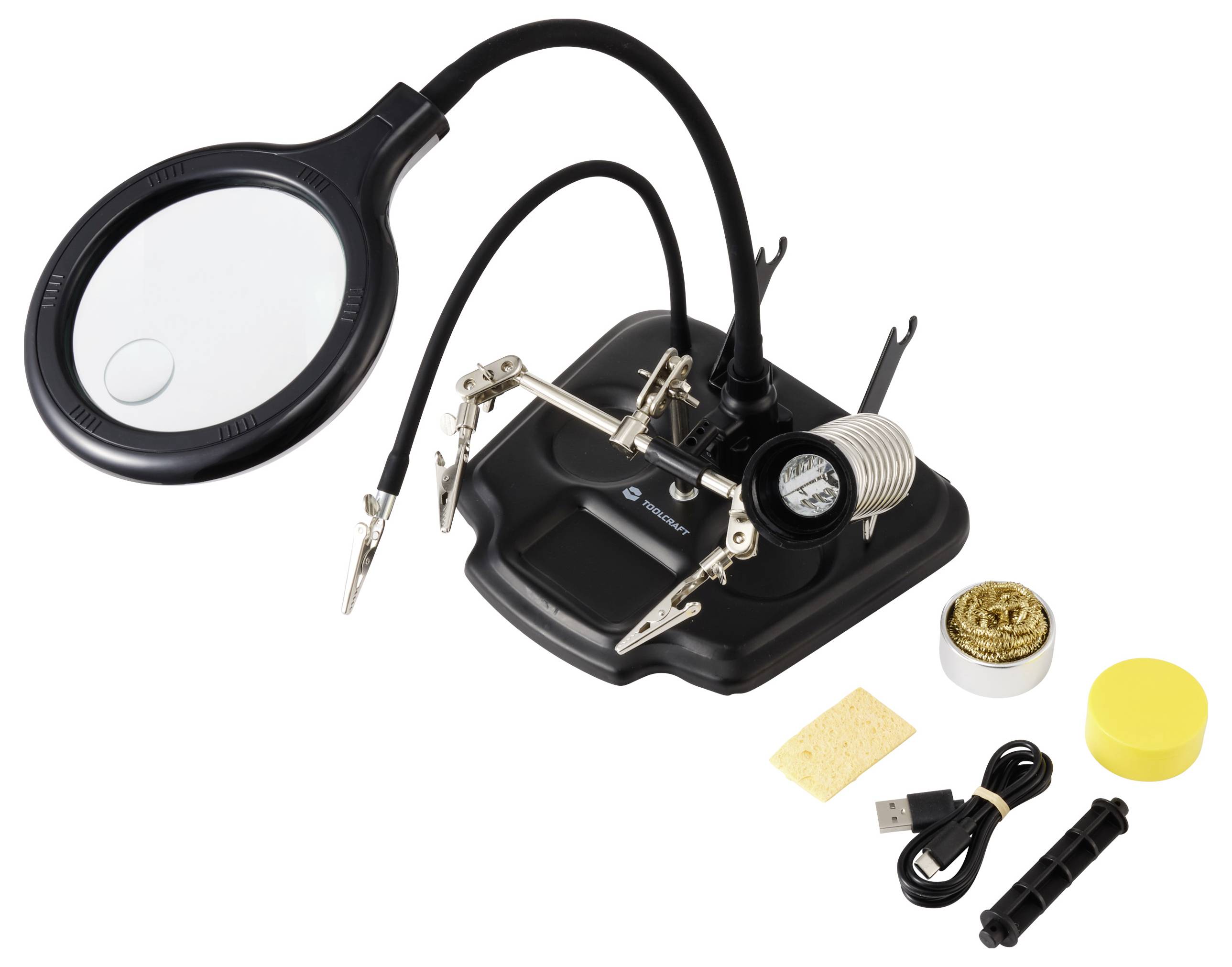 TOOLCRAFT TO-7580322 LED-Lupenleuchte mit 3. Hand Vergrößerungsfaktor=1.75 x, 4 x 100mm 2021 Energieeffizienzklasse G (A - G)