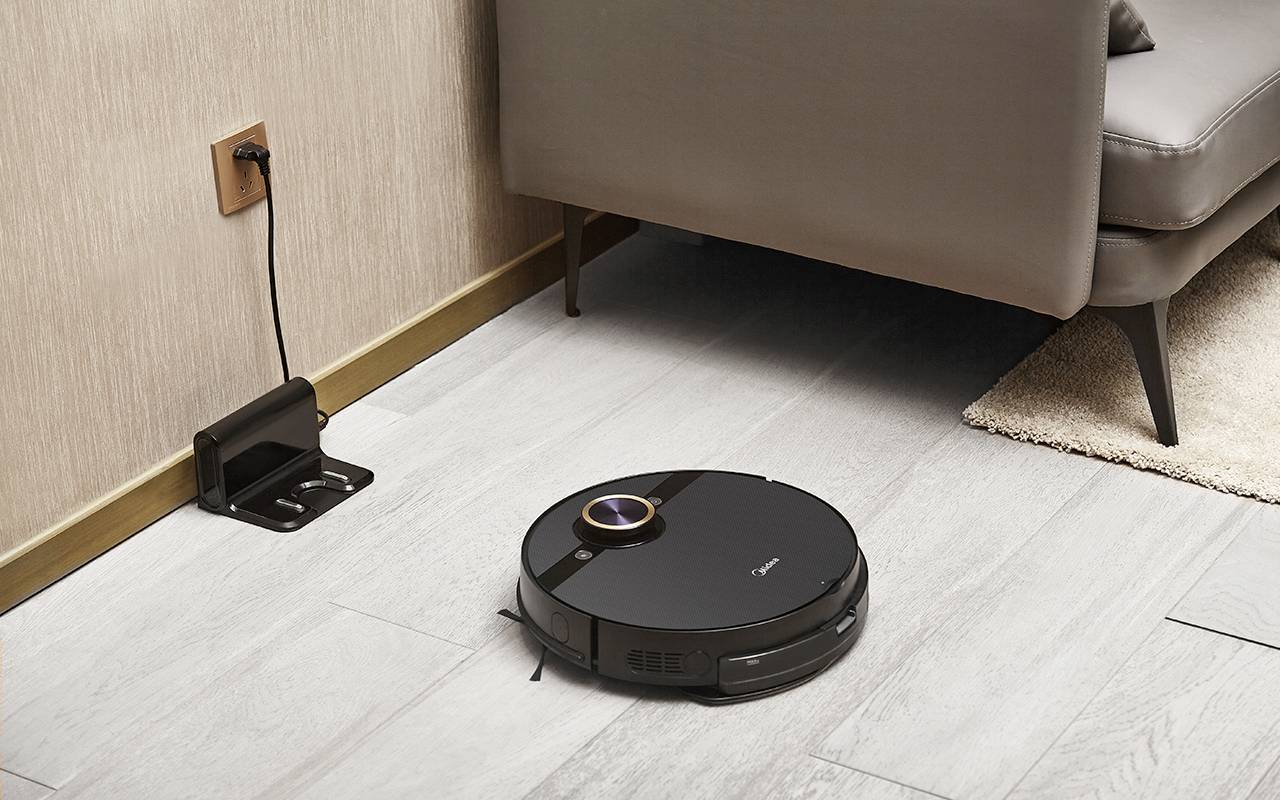 Midea Europe M7 pro Saug-und Wischroboter Schwarz Vibrationswischen, 2 Wassertanks, App gesteuert, Fernbedienbar, inkl. Akku, Sprachgesteuert