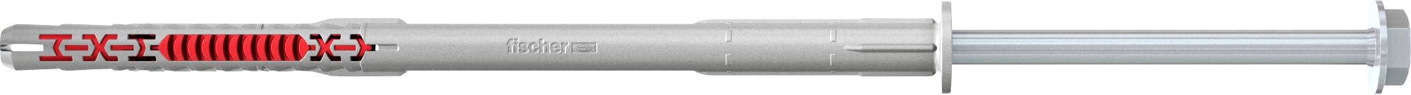 Ein Bild eines Fischer DuoPower Wandsteckers mit roten Expansionssegmenten und grauem Kern, entwickelt für sichere Befestigung in mehreren Untergründen.