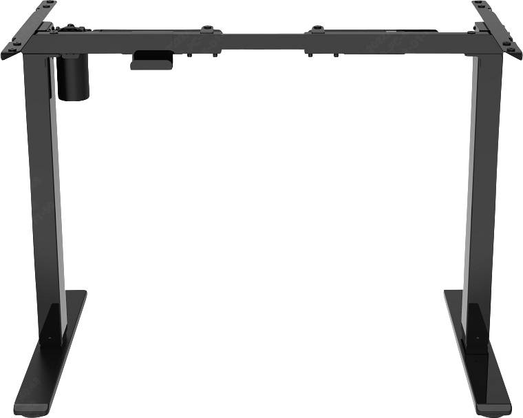 Schwarzes, höhenverstellbares Tischgestell, geeignet für unterschiedliche Tischplatten. Eignet sich für ergonomische Arbeitsplätze.